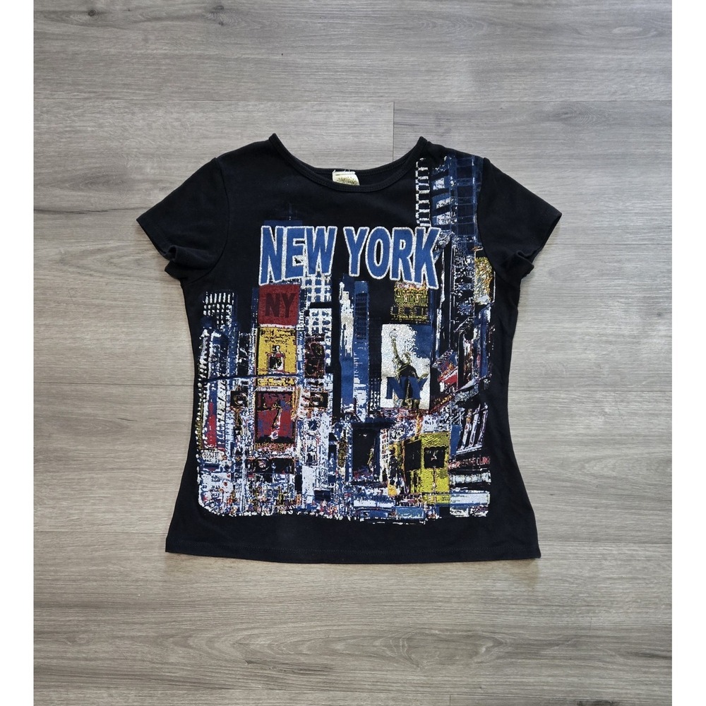 VTG Big Bang New York City Scene Times Square Metallic t Shirt Women XL USA Made